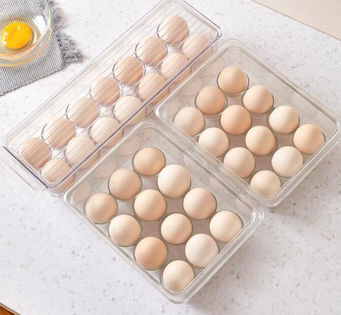 Egg Container for Refrigerator BPA Free Refrigerator Organizer Bins,Stackable Egg Holder for Refrige | Amazon (US)