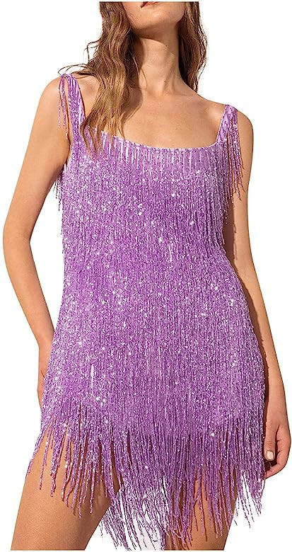 TREBIN Women's Slim Solid Color Dress Sling Slit Temperament Dress | Amazon (US)