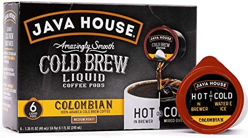 JAVA HOUSE Cold Brew Coffee, Colombian Medium Roast Coffee Concentrate Liquid Pods - 1.35 Fluid O... | Amazon (US)