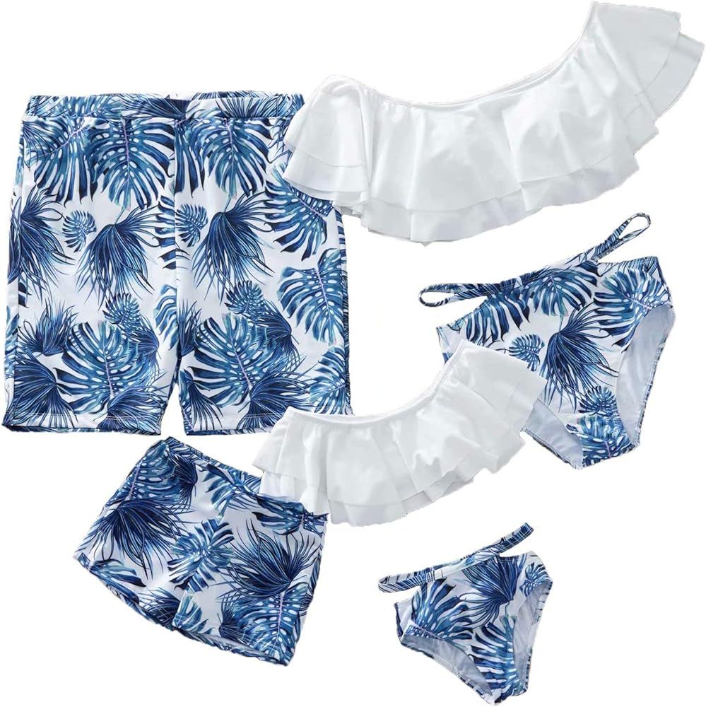 Amazon.com: IFFEI Family Matching Swimwear Two Pieces Bikini Set Newest Printed Ruffles Mommy and... | Amazon (US)
