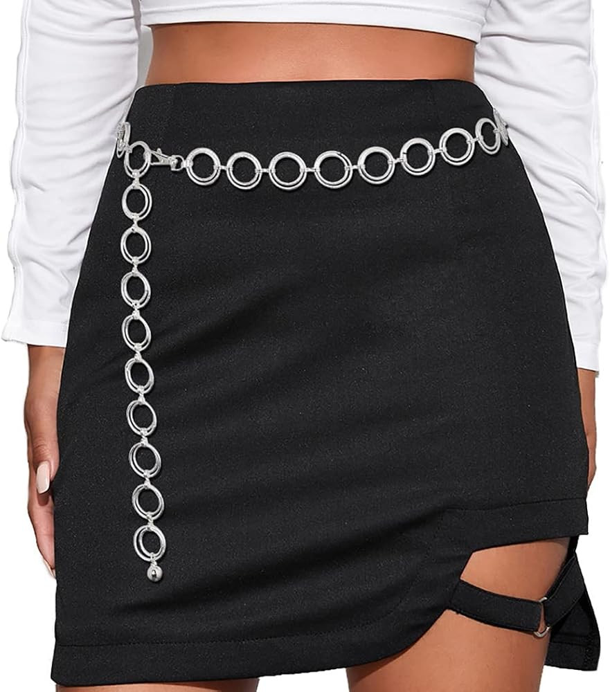 ELABEST O-Ring Chain Belt Waist Chain Belts Adjustable Waist Body Jewelry Accessories Women Girls | Amazon (US)