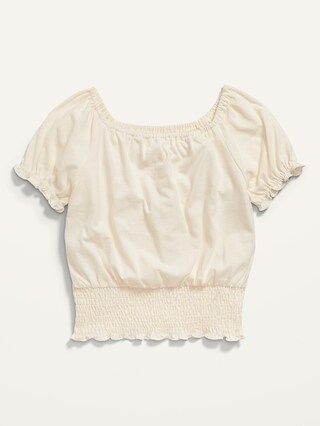 Short Puff-Sleeve Smocked Top for Girls | Old Navy (US)