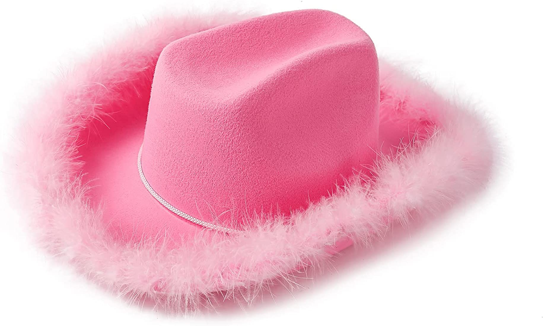 AMYBASIC Pink Feather Boa Cowgirl Hat for Teengae Girls or Women | Amazon (US)