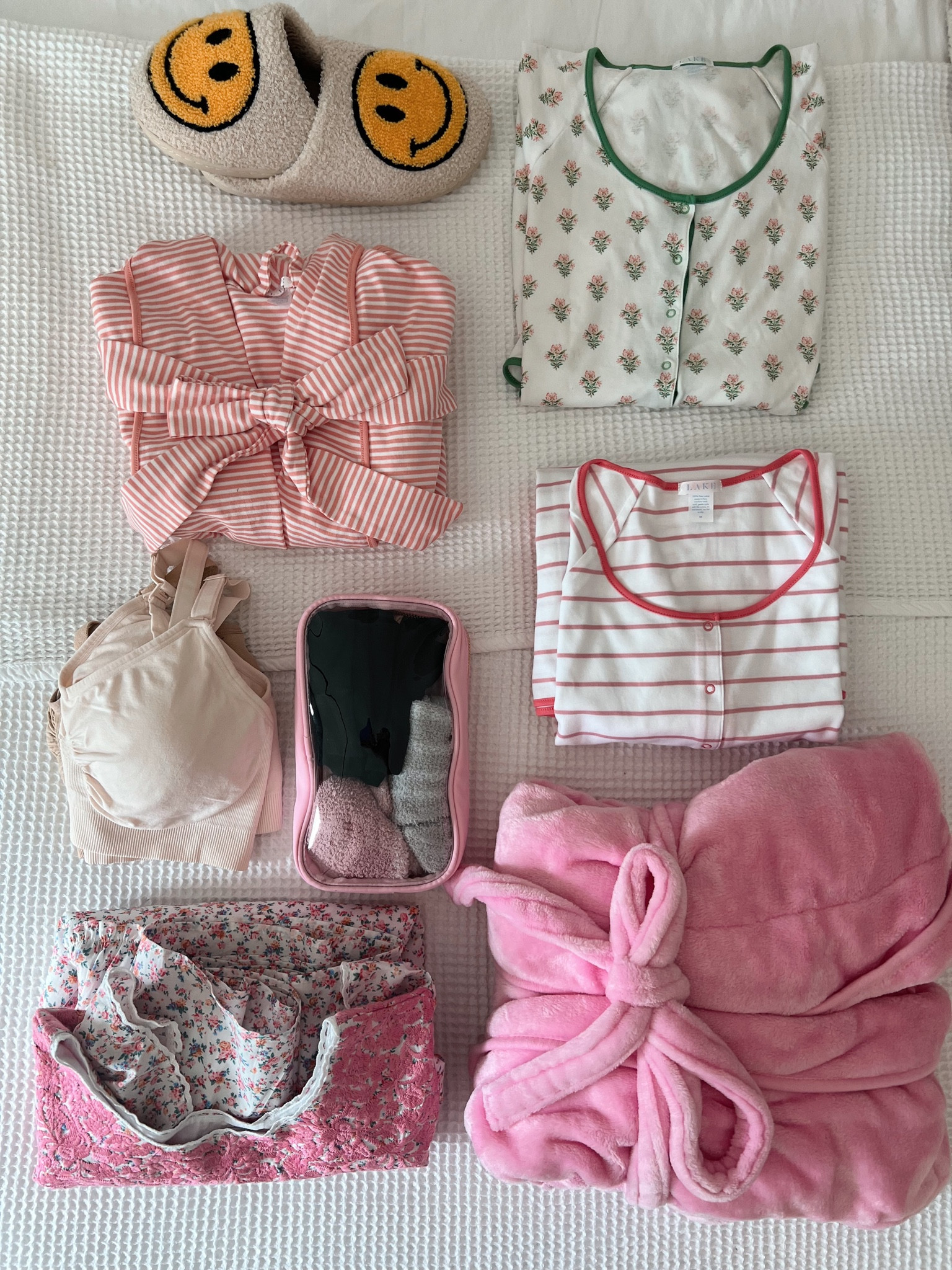 What I packed in my hospital bag - clothes for mom. I brought a few nightgowns, a lightweight robe and a heavier robe. Going home outfit, grippy socks, slippers. 