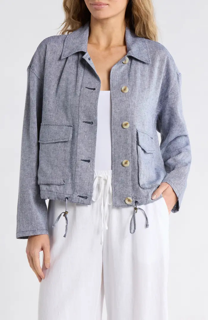 Linen Blend Utility Shirt Jacket | Nordstrom Rack