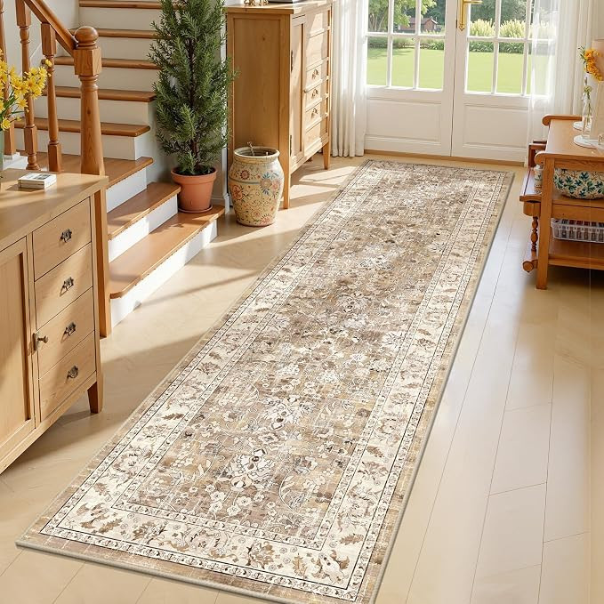 LOKHOM Washable Runner Rugs, 2x7 Non-Slip Hallway Runner Rug with Rubber Backing, Boho Floral Sof... | Amazon (US)