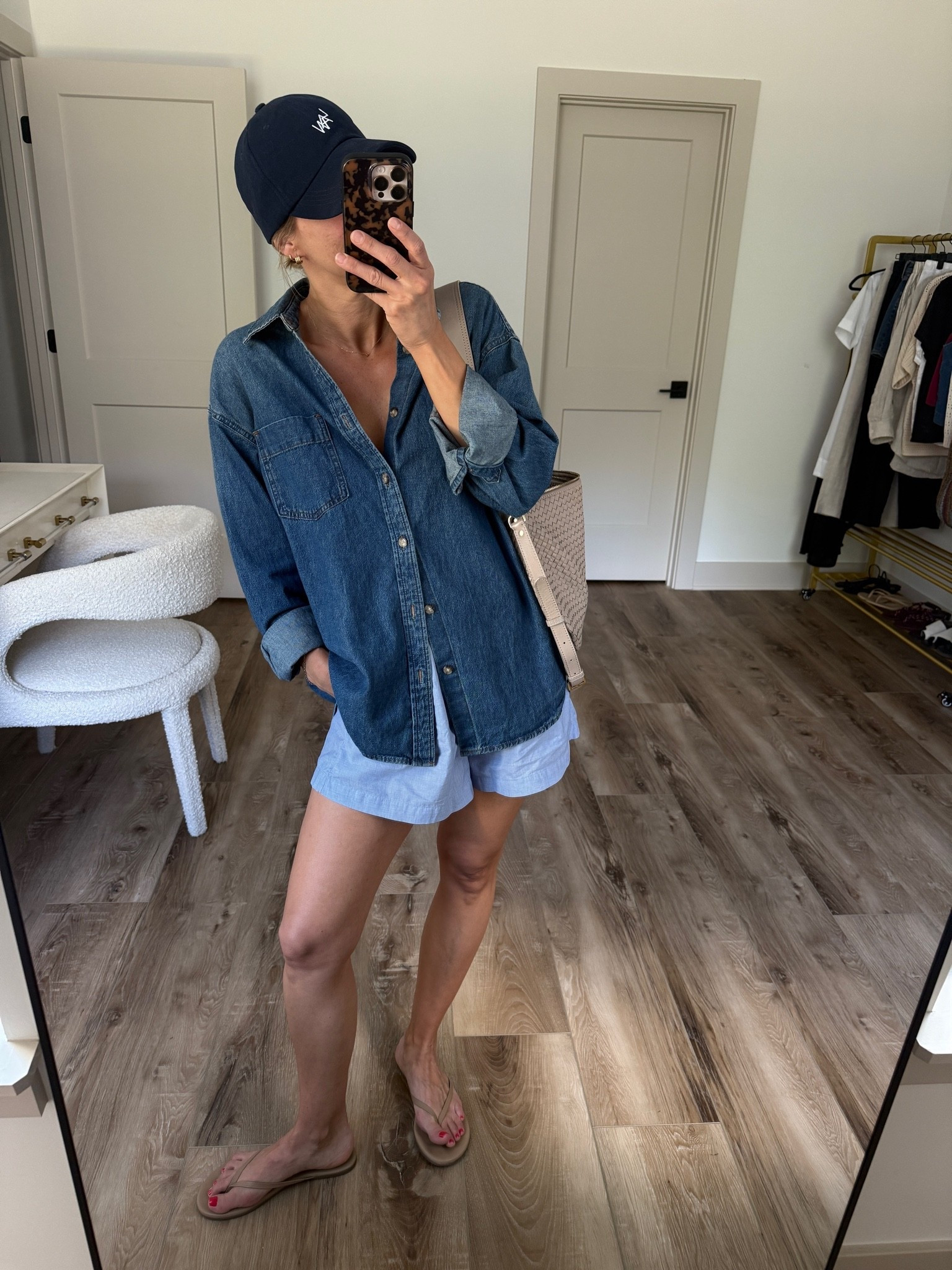 Wearing XS denim shirt, small shorts, sandals tts

#LTKootd #LTKOver40 #LTKSeasonal