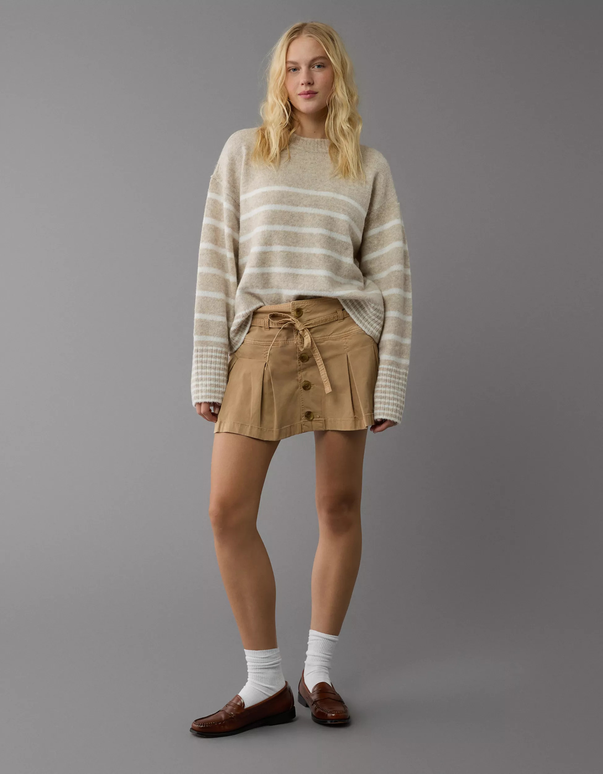 AE Stretch Low-Rise Pleated Mini Skort | American Eagle Outfitters (US & CA)