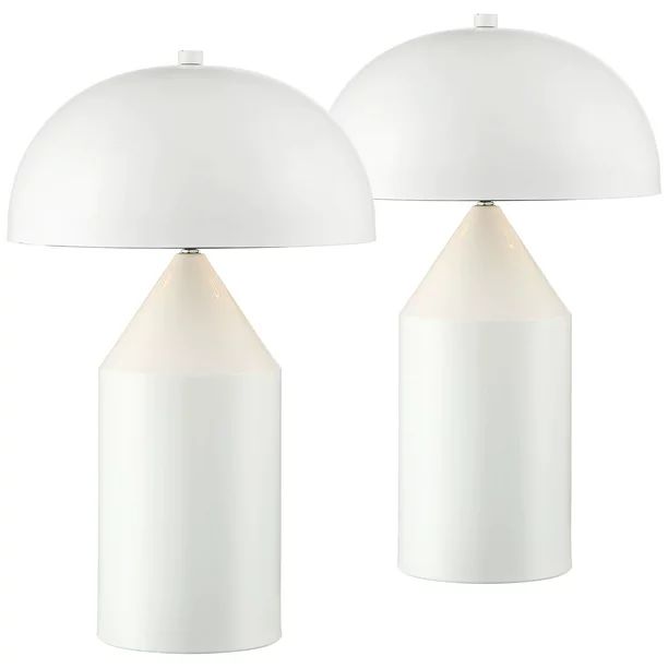 360 Lighting Modern Contemporary European Accent Table Lamps 19" High Set of 2 White Metal Dome S... | Walmart (US)