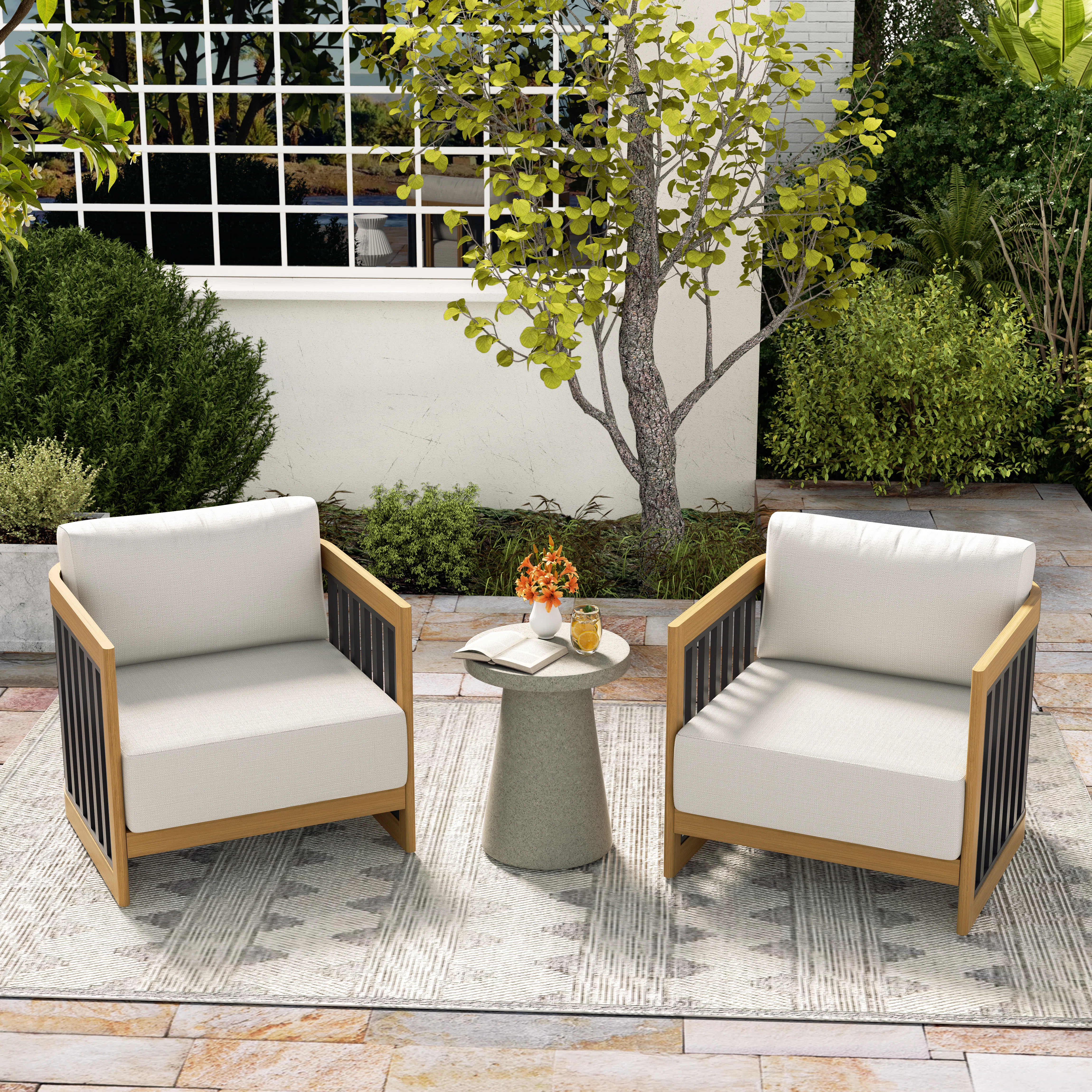 Sereno Patio Aluminum Club Chair Lounge Chairs With Cushions | Wayfair North America