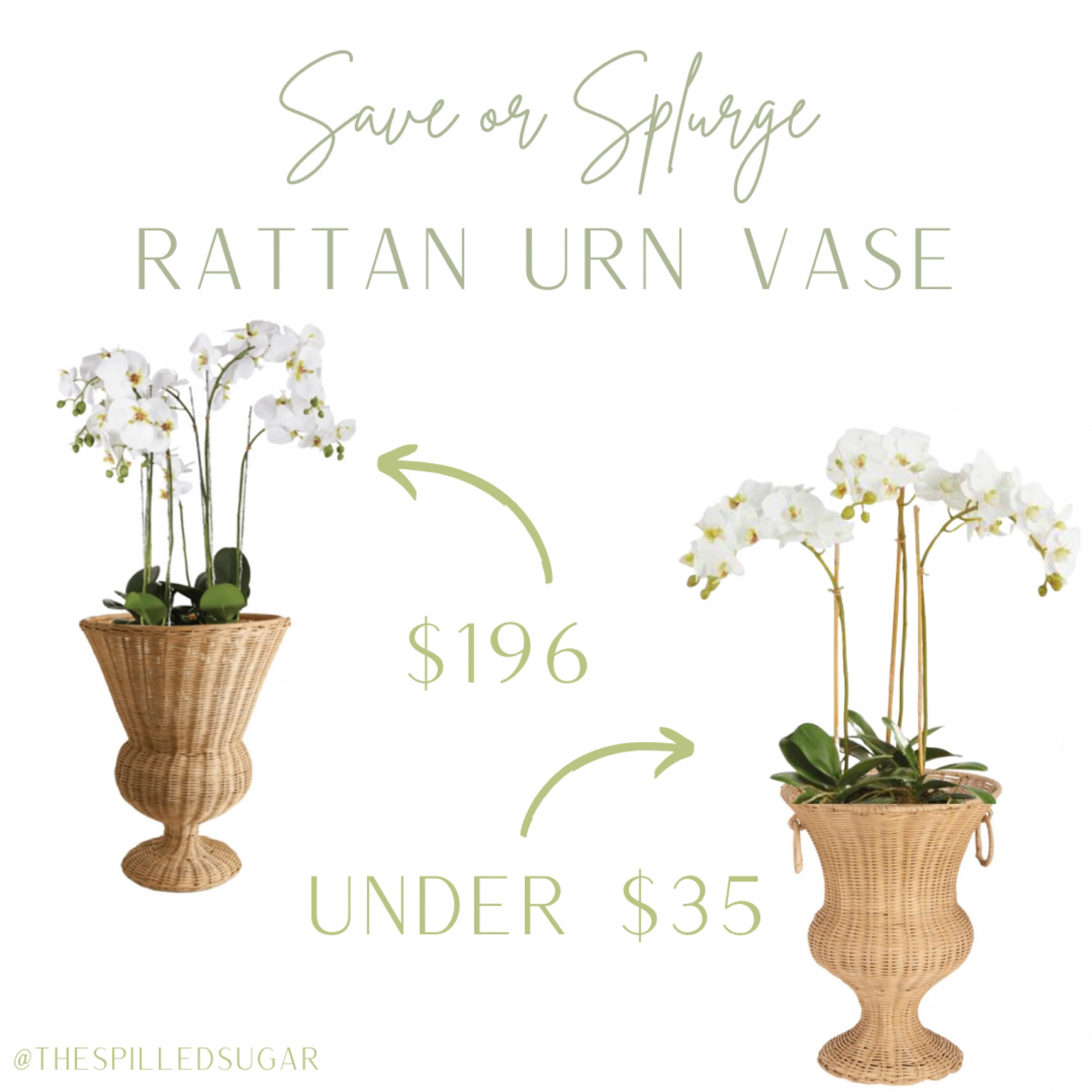 Just bought this rattan urn vase in store for under $35, and it’s stunning! You could fill it with faux orchids, peonies, hydrangeas, or really any flower you love! Definitely worth saving on this one!

Look for less, orchid arrangement, woven vase, rattan decor, spring decor, spring refresh

#LTKfindsunder50 #LTKSeasonal #LTKhome