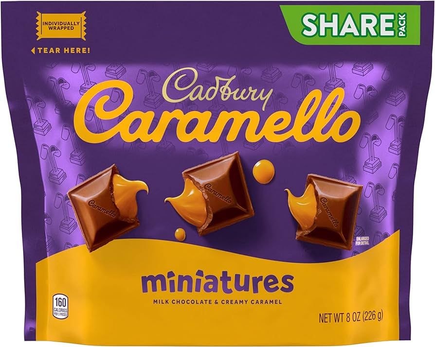 CADBURY CARAMELLO Miniatures Milk Chocolate and Caramel, Christmas Candy Share Pack, 8 oz | Amazon (US)