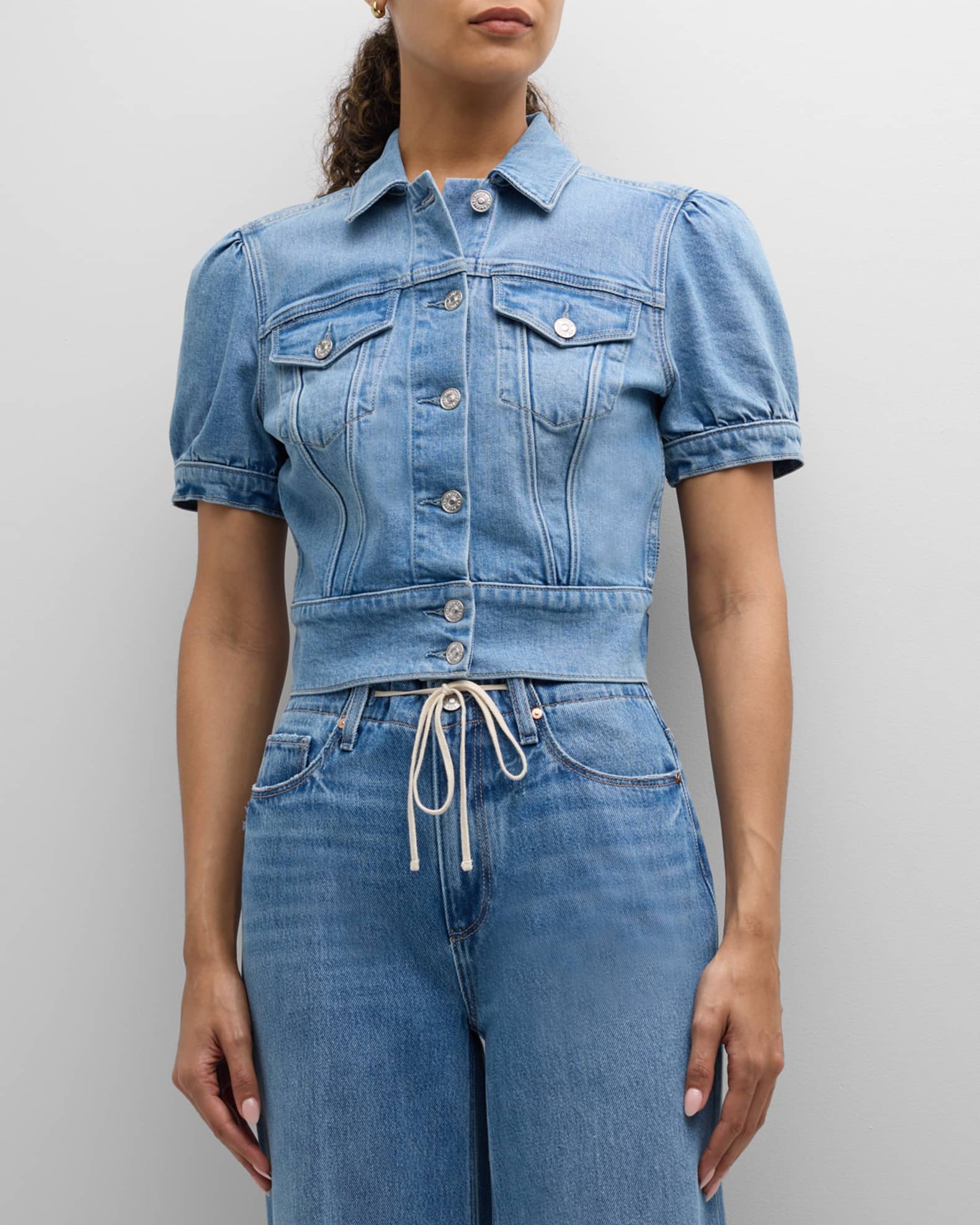 Kendra Short-Sleeve Denim Jacket | Neiman Marcus