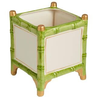 Cachepot LG Bamboo Green/White/Gold | The Home Depot