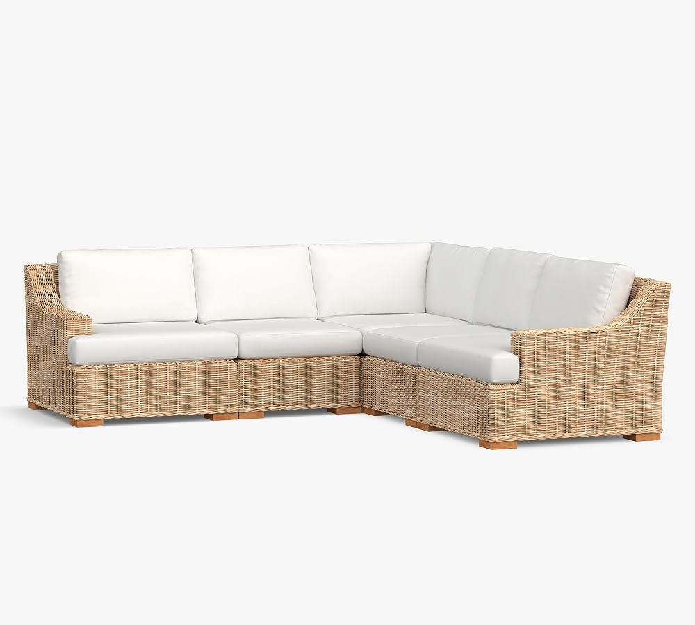 Huntington Wicker 5-Piece Slope Arm Outdoor Sectional (100") | Pottery Barn (US)