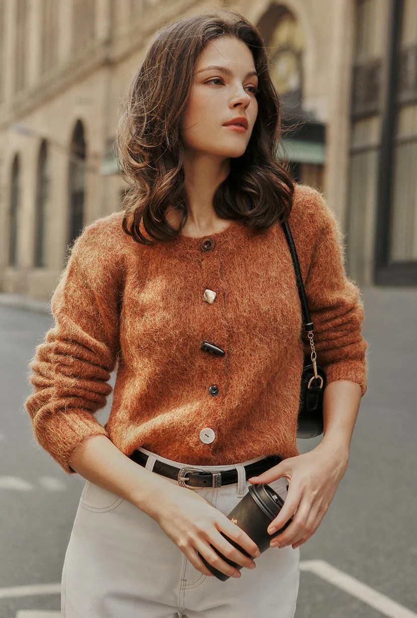 Brayden Alpaca Cardigan - Ginger | Petite Studio NYC