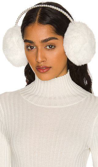 Faux Fur Pearl Earmuff in Ivory | Revolve Clothing (Global)