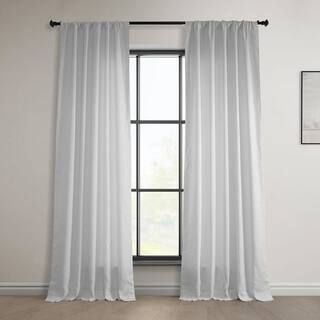 Exclusive Fabrics & Furnishings Bright White Euro Linen Rod Pocket Light Filtering Curtain - 50 i... | The Home Depot