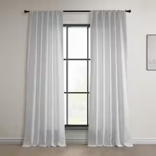 Exclusive Fabrics & Furnishings Bright White Euro Linen Rod Pocket Light Filtering Curtain - 50 i... | The Home Depot