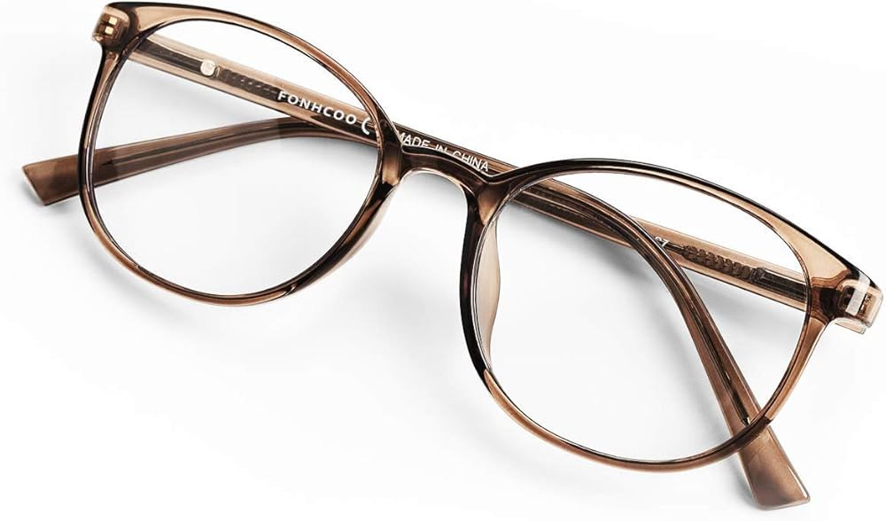 FONHCOO Blue Light Blocking Glasses Women Men TR90 Round Computer Eyeglasses (Coffee) | Amazon (US)