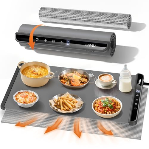 Food Warming Mat with Heat-Resistant Pad, 26X15 Inch, 6 Temperature & 6 Timer Settings, Child Lock Safety,Food Warmer Chafing Dishes for Buffet,Gatherings,Parties,Everyday Use | Amazon (US)