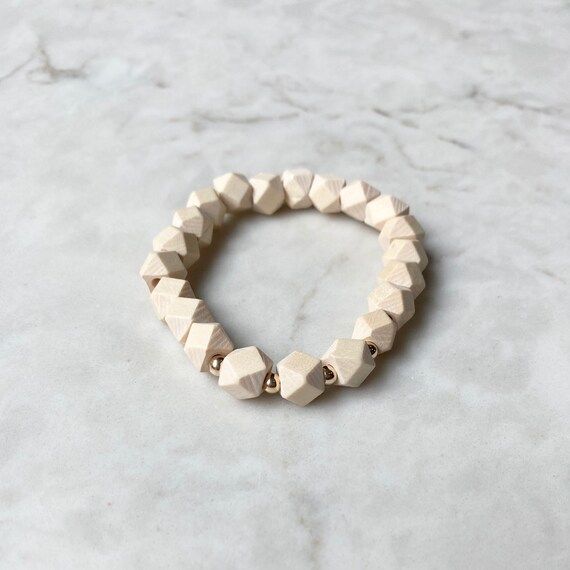The Moxy  Wood Bead Bracelet Stack  Gold and Grey Accent | Etsy | Etsy (US)