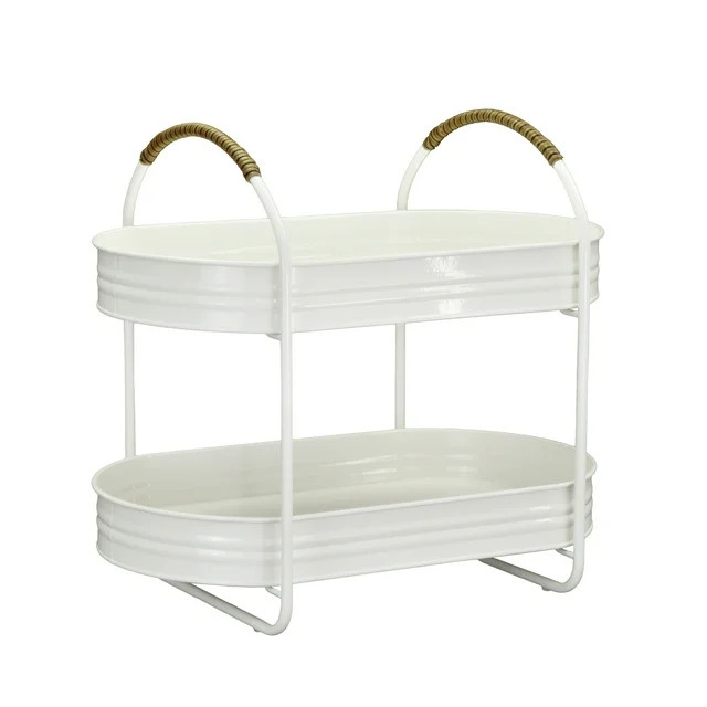 Better Homes & Gardens - Vanilla White Galvanized 2-Tier Serving Tray Stand,15.90 in x 10.74 in -... | Walmart (US)