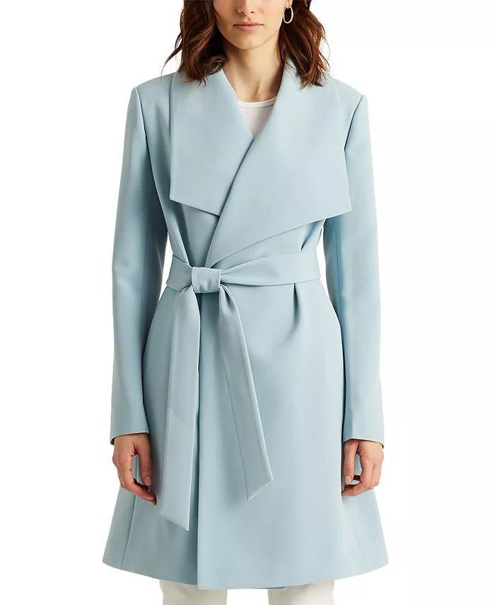 Lauren Ralph Lauren Women's Crepe Belted Wrap Coat, Created for Macy's  & Reviews - Coats & Jacke... | Macys (US)