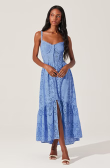 Yamila Eyelet Corset Midi Dress | ASTR The Label (US)