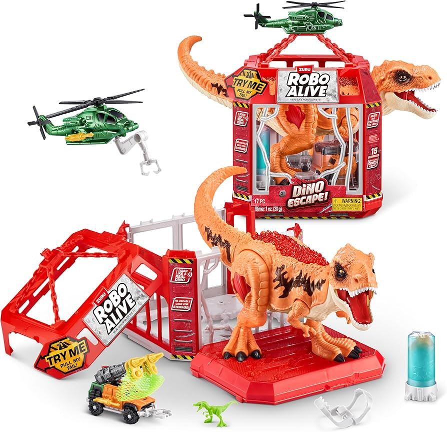 Robo Alive Dino Escape, Robotic Light Up, Vehicles with Firing Weapons, Storable, Giftable, Ages ... | Amazon (US)