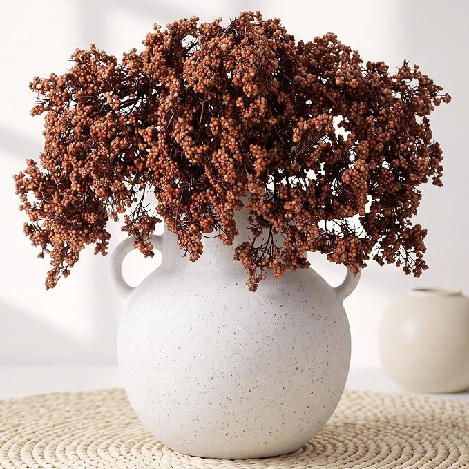 3 Pcs 31.5" Large Artificial Berry Stems Russet Brown Fall Realistic Holly Berry for Tall Vase Ex... | Amazon (US)
