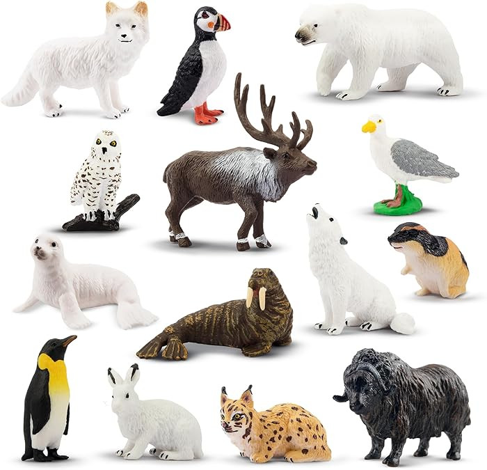 Toymany 14PCS Mini Arctic Animals Figurines Set, Polar Animals Toys with Polar Bear, Caribou, Pen... | Amazon (US)