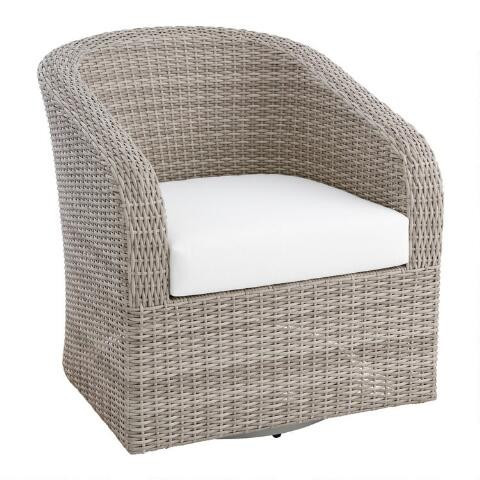 Graywash All Weather Wicker Magdalena Outdoor Swivel Chair | World Market