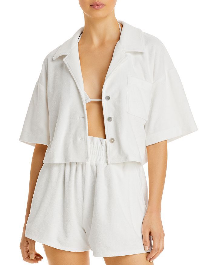AQUA Cropped Terrycloth Shirt - 100% Exclusive Back to Results -  Women - Bloomingdale's | Bloomingdale's (US)