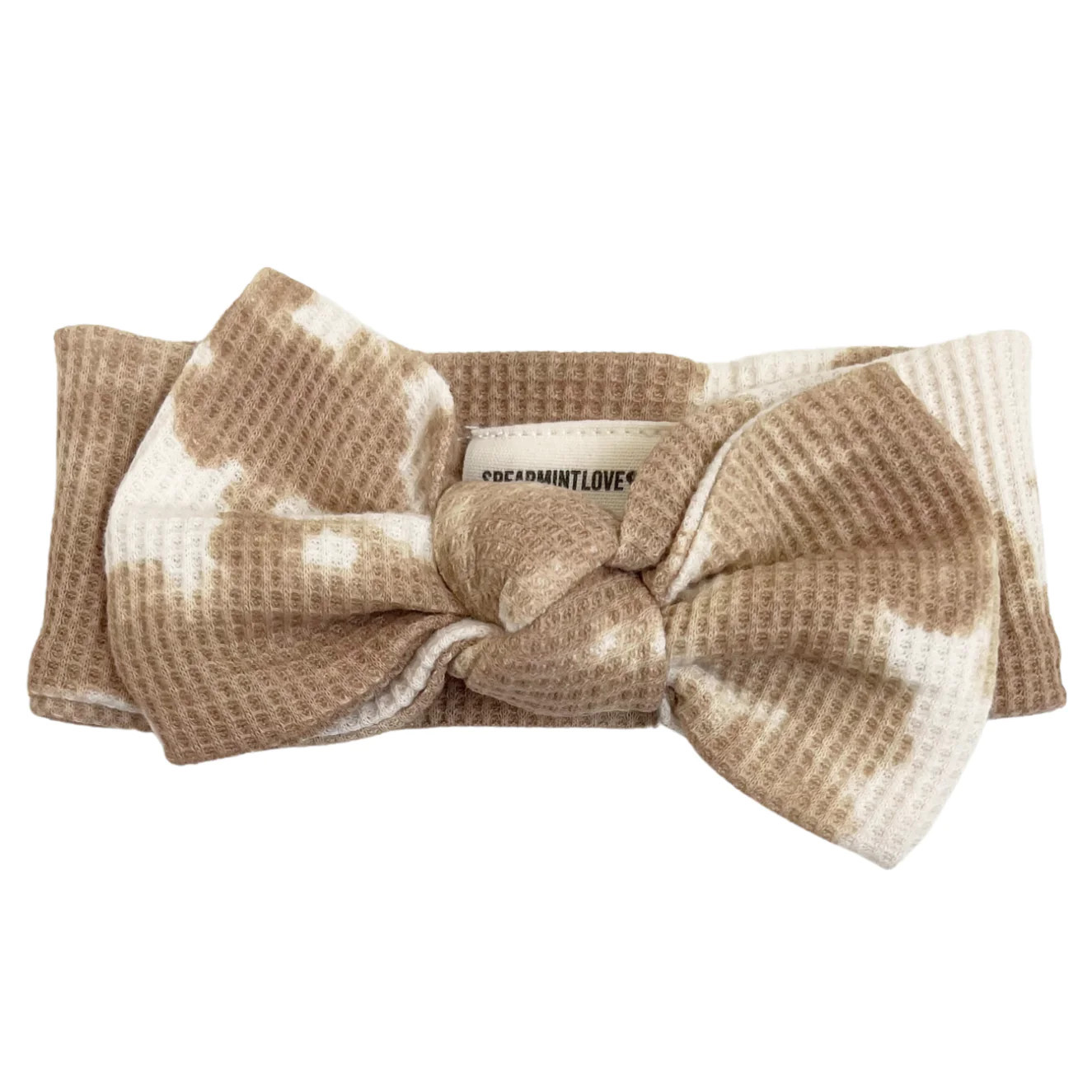Organic Waffle Knot Bow, Almond Tie Dye | SpearmintLOVE