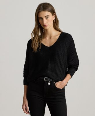 Petite Rib-Knit Dolman Sleeve Sweater | Macy's