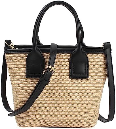 ZLM BAG US Women's Small Straw Top Handle Bag Handwoven Crochet Crossbody Shoulder Bag Summer Hob... | Amazon (US)