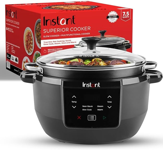 Instant Pot Superior Cooker 7.5QT Slow Cooker and Multicooker, 4-in-1 Functions, Sears/Sauté, Sl... | Amazon (US)