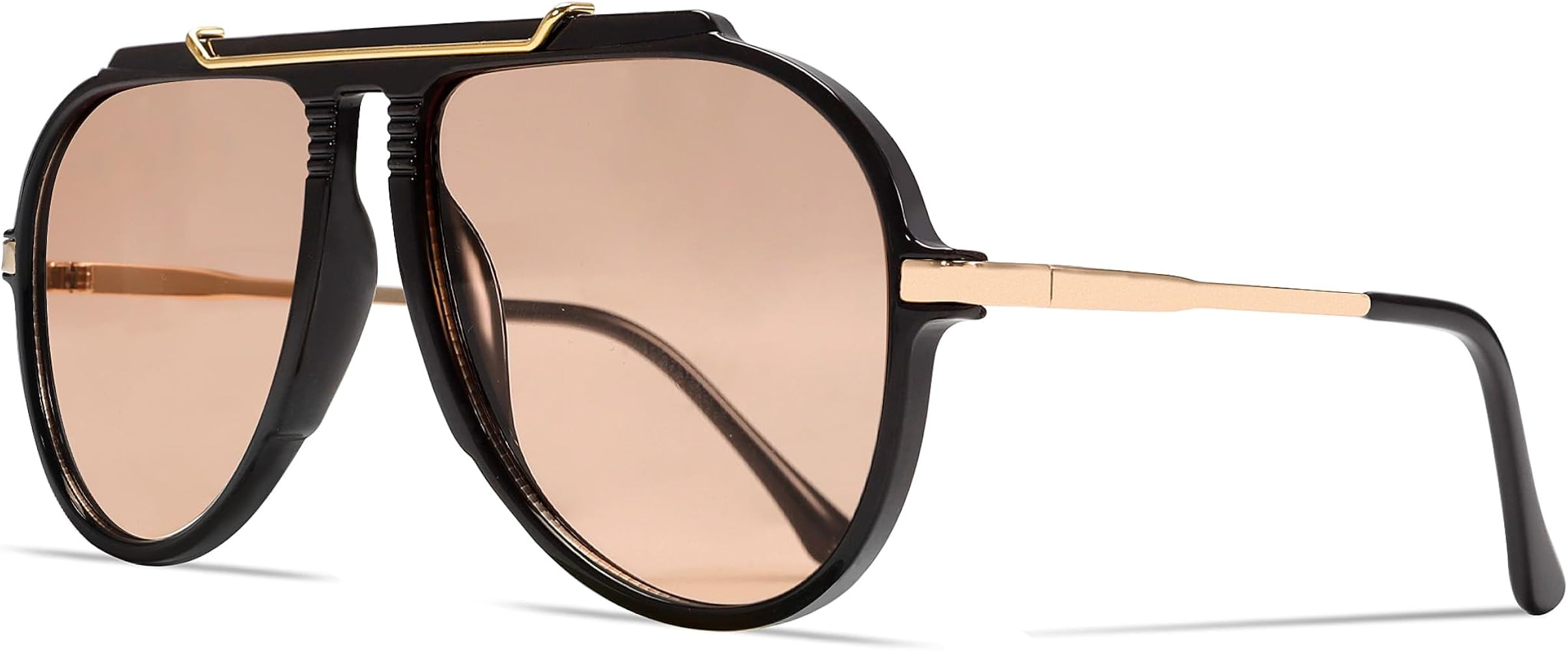 Oversized Aviator Sunglasses for Women Men 70s Retro Gold Metal Sun Glasses Tangle Free Square Av... | Amazon (US)