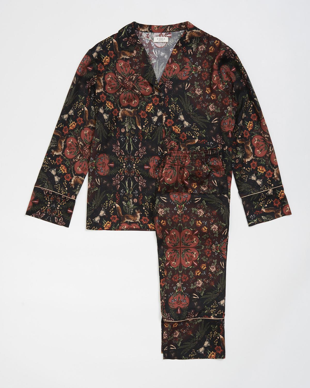 Folksy Fox Pajamas Black | Fable England