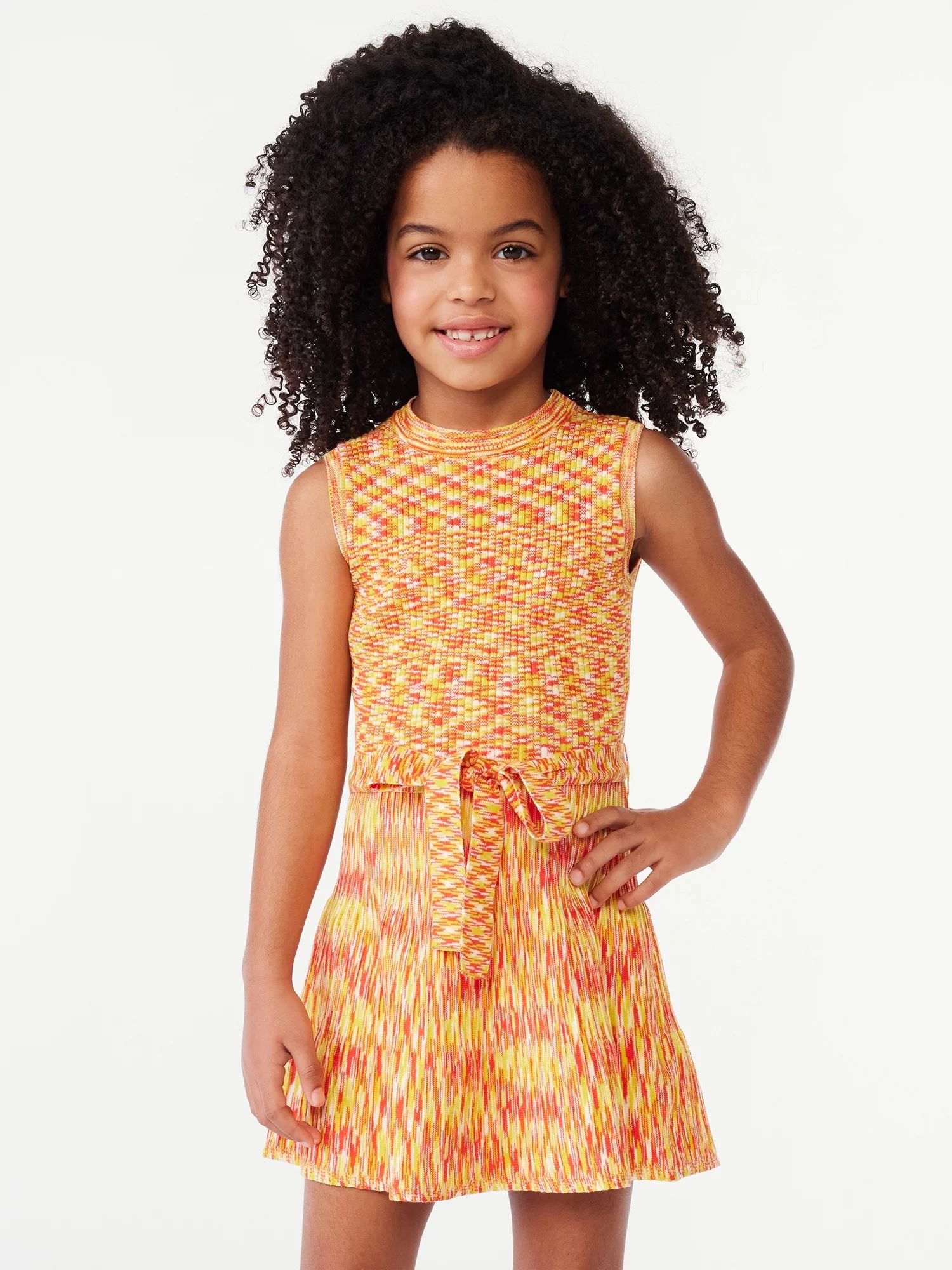 Scoop Girls Sleeveless Space Dyed Ribbed Dress, Sizes 4-12 | Walmart (US)