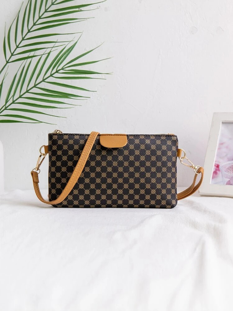 Neu Muster, lässig großer Kapazität, Umhängetasche, Kaffee Farbe, Für Frauen, mit Bildschirm... | SHEIN