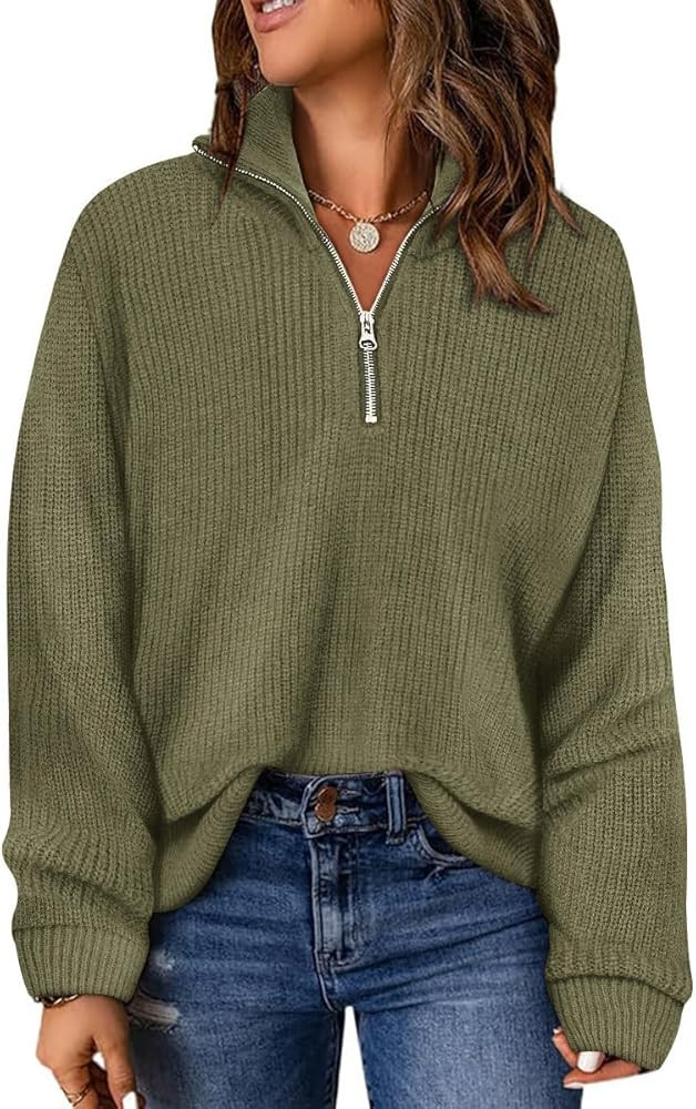 RITERA Womens Plus Size Sweaters 1/4 Zip Long Sleeve Pullover Tops Polo V Neck Dressy Casual Swea... | Amazon (US)