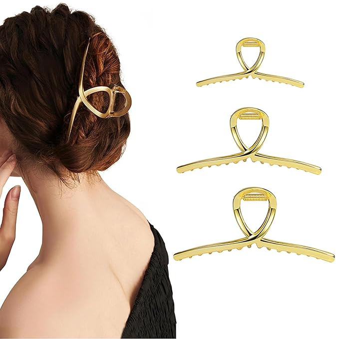 Gold Claw Clips for Women Large Medium Small Metal Hair Barrettes for Girl Thick Thin Hair Access... | Amazon (US)