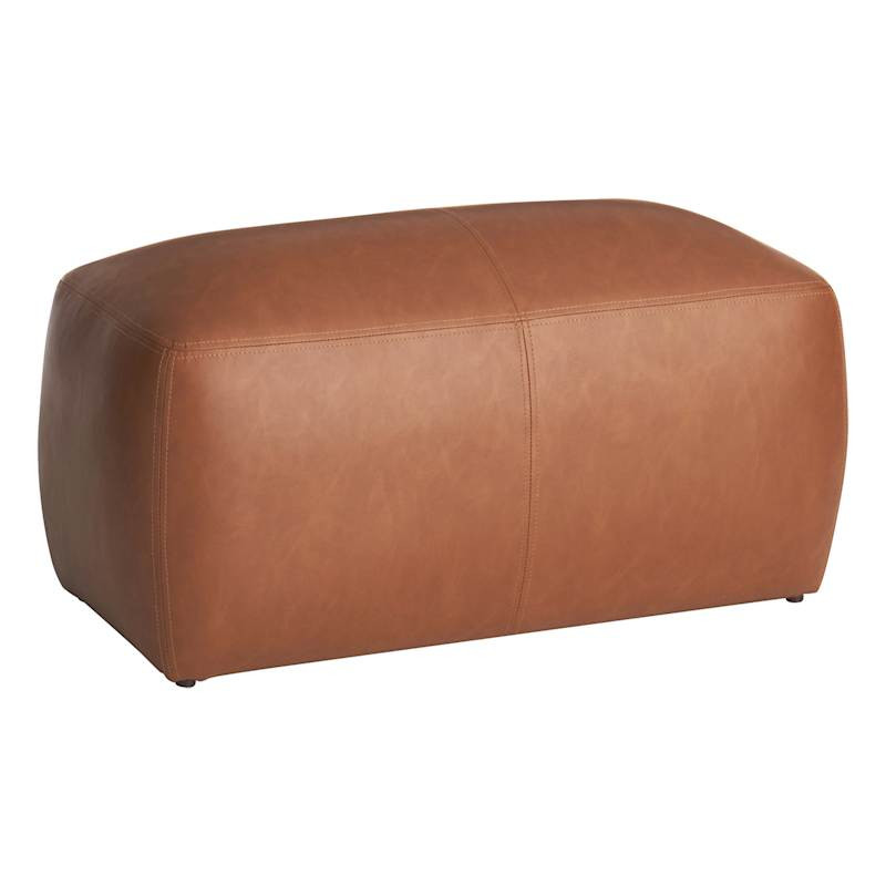 Beau Cognac Faux Leather Bench | At Home