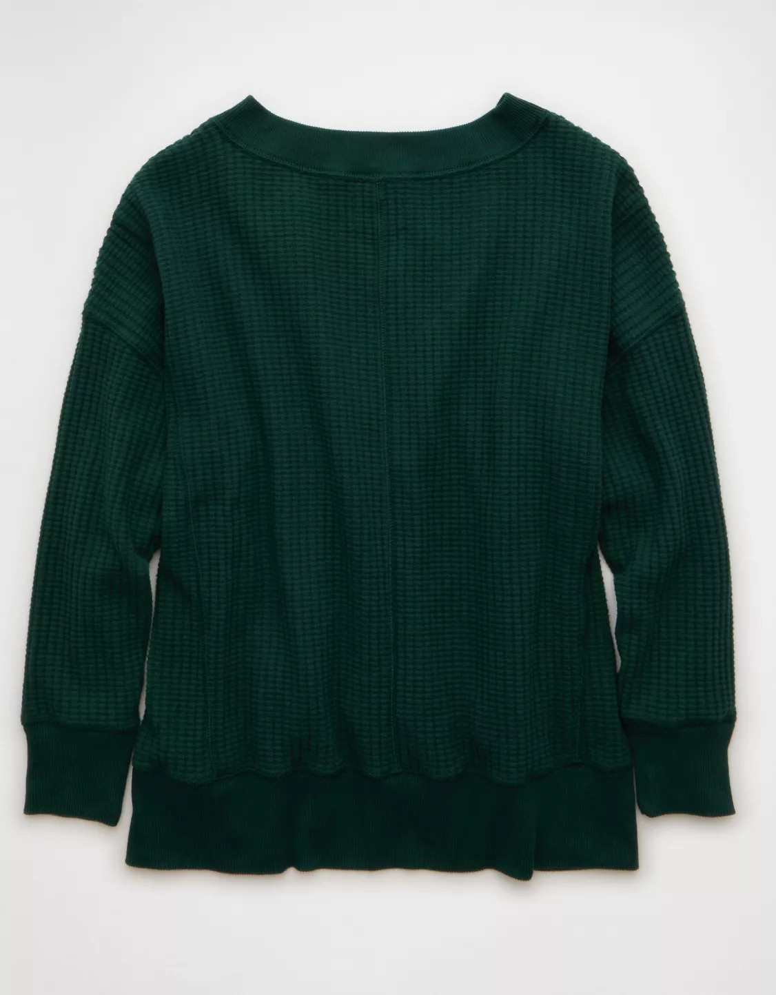 AE Big Hug V-Neck Waffle Sweatshirt | American Eagle Outfitters (US & CA)