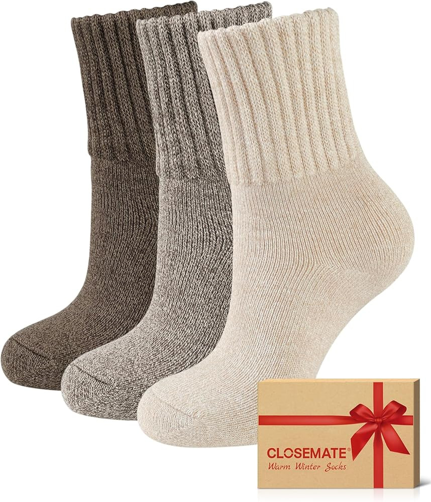 CLOSEMATE Womens Thick Full Cushioned Thermal Warm Boot Socks for Winter 3 Pairs | Amazon (US)