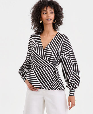 I.N.C. International Concepts Women's Long Sleeve Printed Wrap Blouse, Macy's Exclusive - Macy's | Macy's