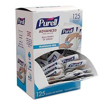 PURELL SINGLES Advanced Hand Sanitizer Gel, Fragrance Free, 125 Count Single-Use Travel-Size Pack... | Amazon (US)
