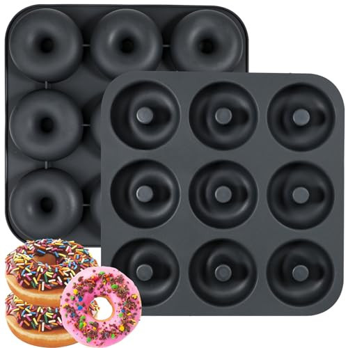 Webake 2 Packs Platinum Silicone Donut Pans for Baking, 3.2 Inch Non-Stick Donut Molds, 9-Cavity Donut Pans Bagel Molds, Food-Grade BPA Free & Dishwasher Safe | Amazon (US)